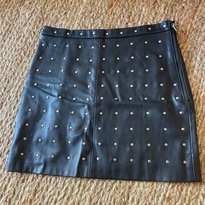 Zara black leather pencil skirt with studs